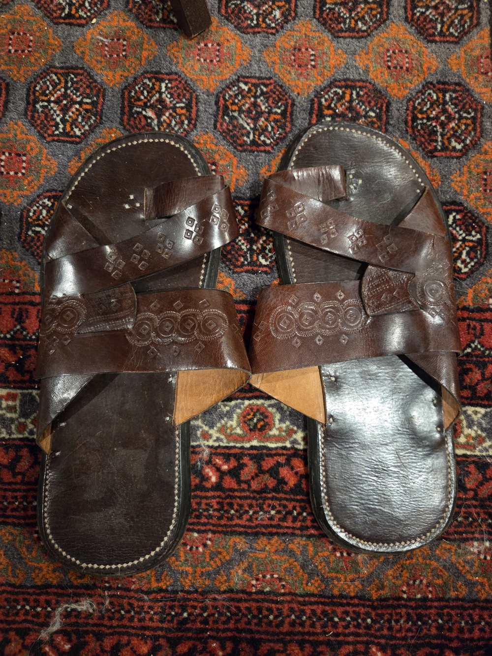 Men's Brown Leather Slide Sandals
